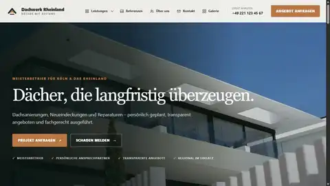 Screenshot des bildstarken Designvorschlags für Dachdecker